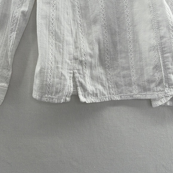 ModCloth embroidered striped long sleeve blouse buttons in back - Picture 3 of 11